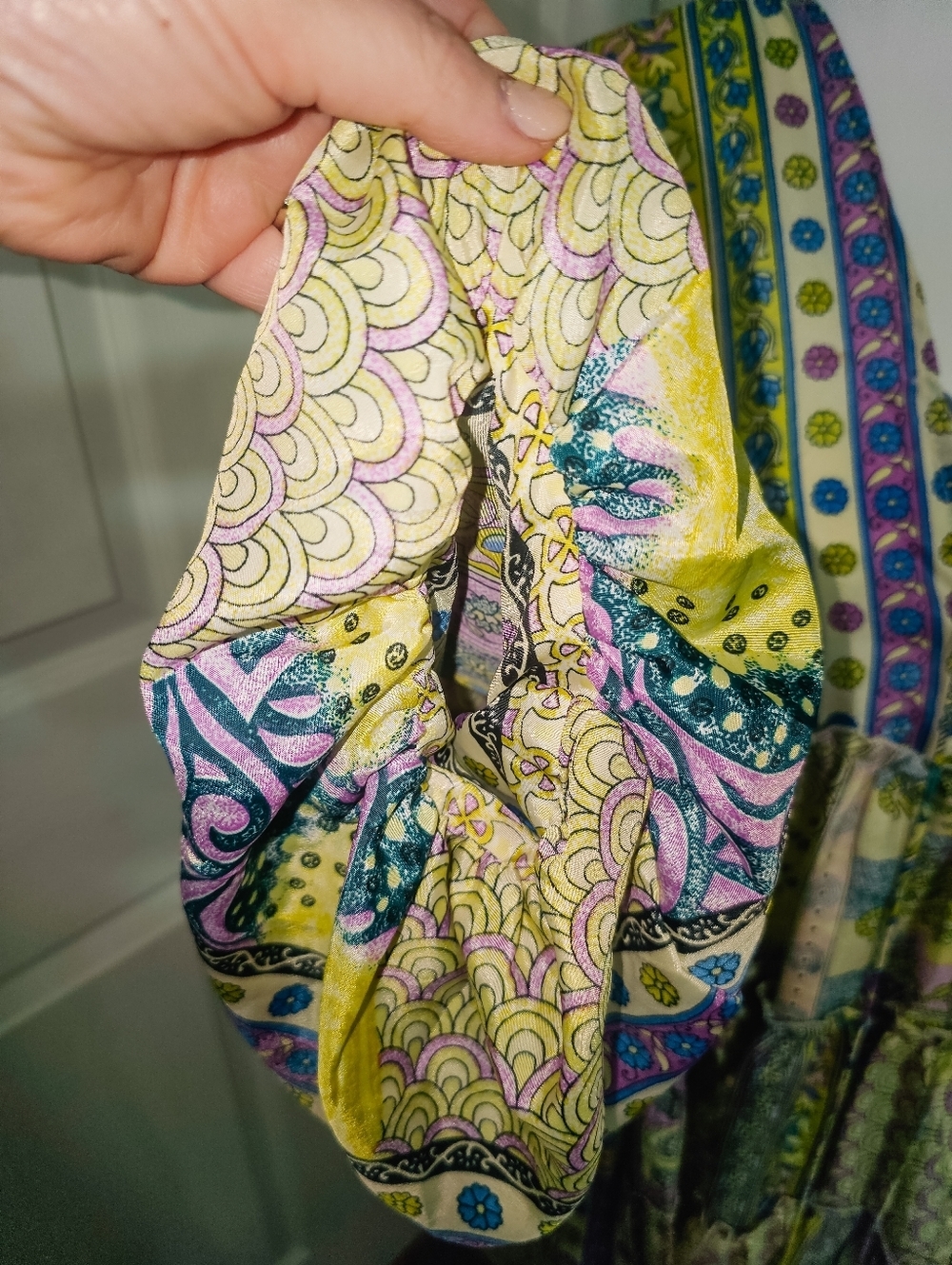 Zury Silk Blend Patchwork Paisley Tunic Boho Resort Cover Up Tassel Free Size - Picture 6 of 11